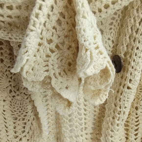 Isabella Rodriguez Crochet Cream Knit Cardigan Sweater - Picture 3 of 10